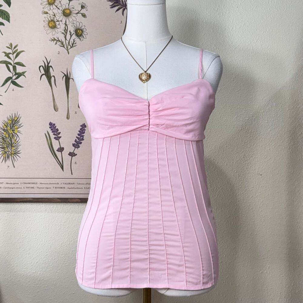 Pink Pleated Babydoll Cami Top Femme Coquette Dolly Kei Shoujo Girl Romantic M 8